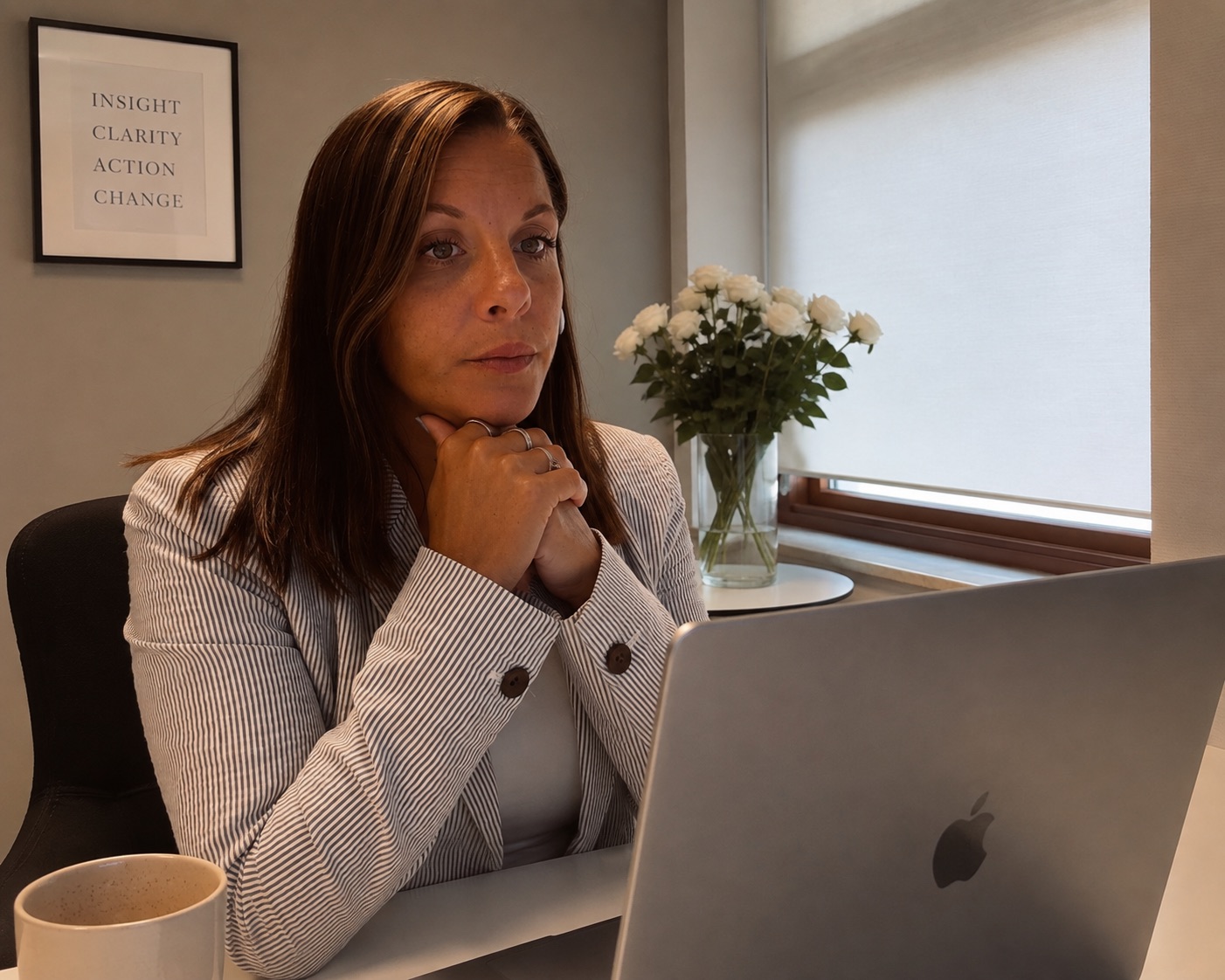 Jenny i ett digitalt coachningssamtal